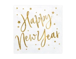 Happy New Year Servetten Wit 33cm 20st