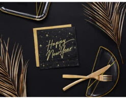 Happy New Year Servetten Zwart 33cm 20st -Feestspullen Winkel happy new year servetten zwart 33cm 20st 2