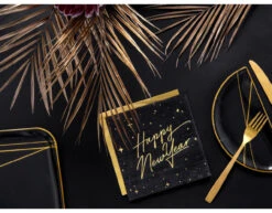 Happy New Year Servetten Zwart 33cm 20st -Feestspullen Winkel happy new year servetten zwart 33cm 20st 3