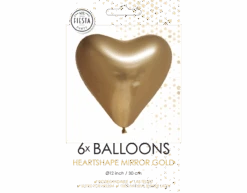 Hartjes Ballonnen Goud 30cm 6st -Feestspullen Winkel hartjes ballonnen goud 30cm 6st 1