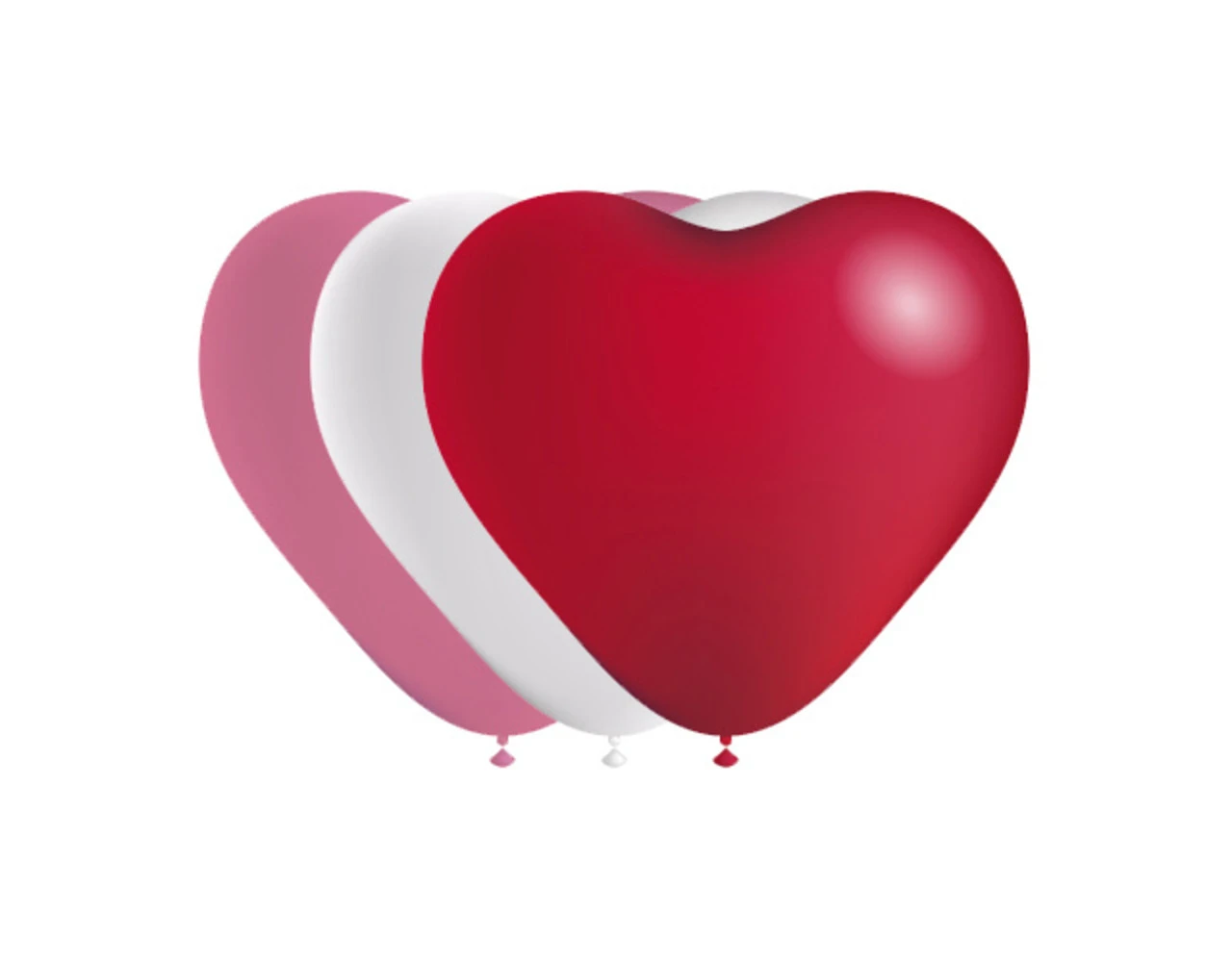 Hartjes Ballonnen Rood/Wit/Roze 25cm 6st 1 Hartjes Ballonnen Rood/Wit/Roze 25cm 6st