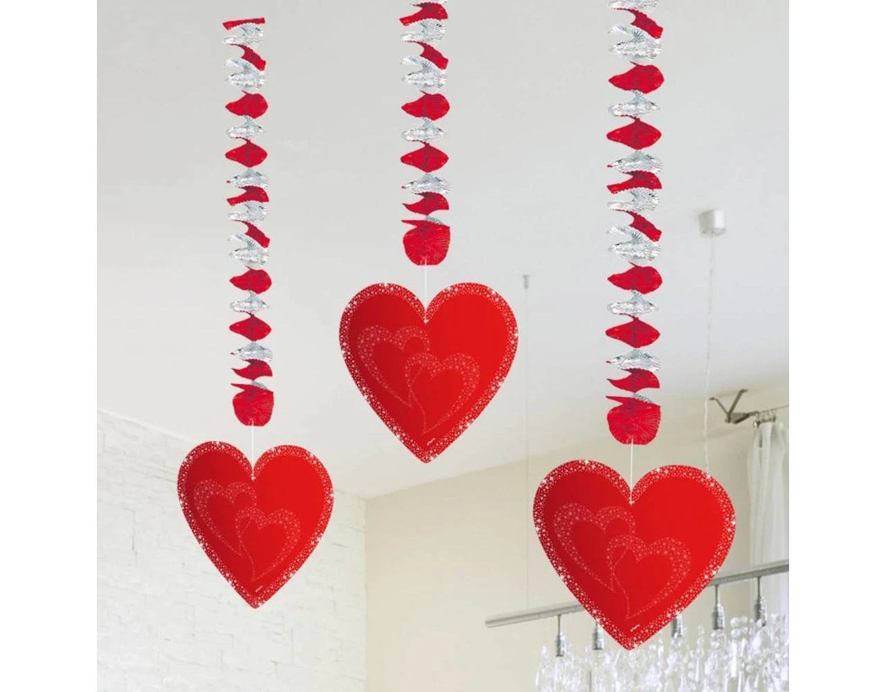 Hartjes Hangdecoratie 75cm 3st 2 Hartjes Hangdecoratie 75cm 3st - Afbeelding 2