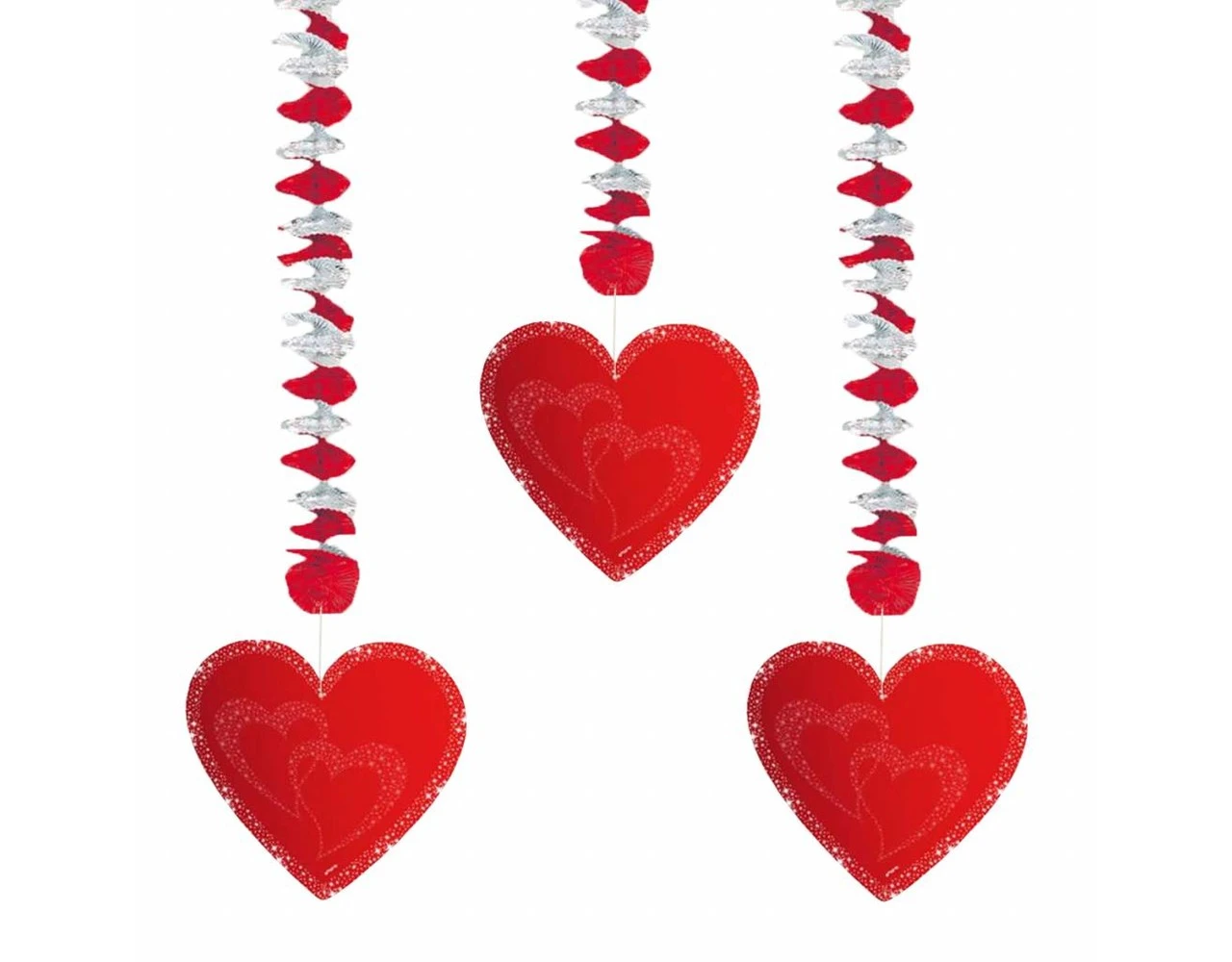 Hartjes Hangdecoratie 75cm 3st 1 Hartjes Hangdecoratie 75cm 3st
