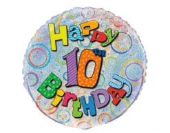 Helium Ballon 10 Jaar Glitters 45cm Leeg