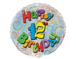 Helium Ballon 12 Jaar Glitters 45cm Leeg