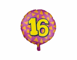 Helium Ballon 16 Jaar Gekleurd Leeg 46cm