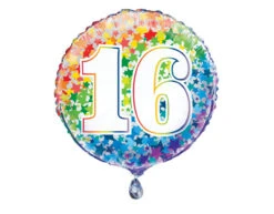 Helium Ballon 16 Jaar Sterren 45cm Leeg