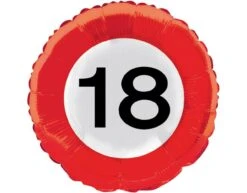 Helium Ballon 18 Jaar Verkeersbord 43cm Leeg