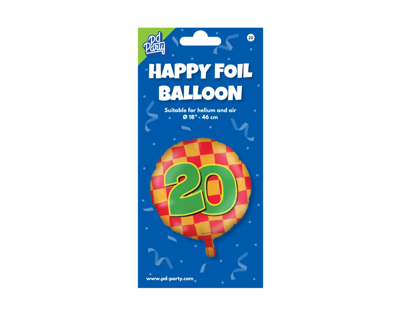 Helium Ballon 20 Jaar Gekleurd Leeg 46cm 3 Helium Ballon 20 Jaar Gekleurd Leeg 46cm - Afbeelding 3
