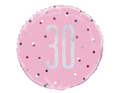 Helium Ballon 30 Jaar Roze 45cm Leeg
