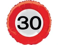 Helium Ballon 30 Jaar Verkeersbord 43cm Leeg