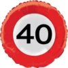 Helium Ballon 40 Jaar Verkeersbord 43cm Leeg