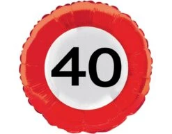 Helium Ballon 40 Jaar Verkeersbord 43cm Leeg