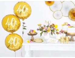 Helium Ballon 40Th Birthday Goud Leeg 45cm -Feestspullen Winkel helium ballon 40th birthday goud leeg 45cm 2