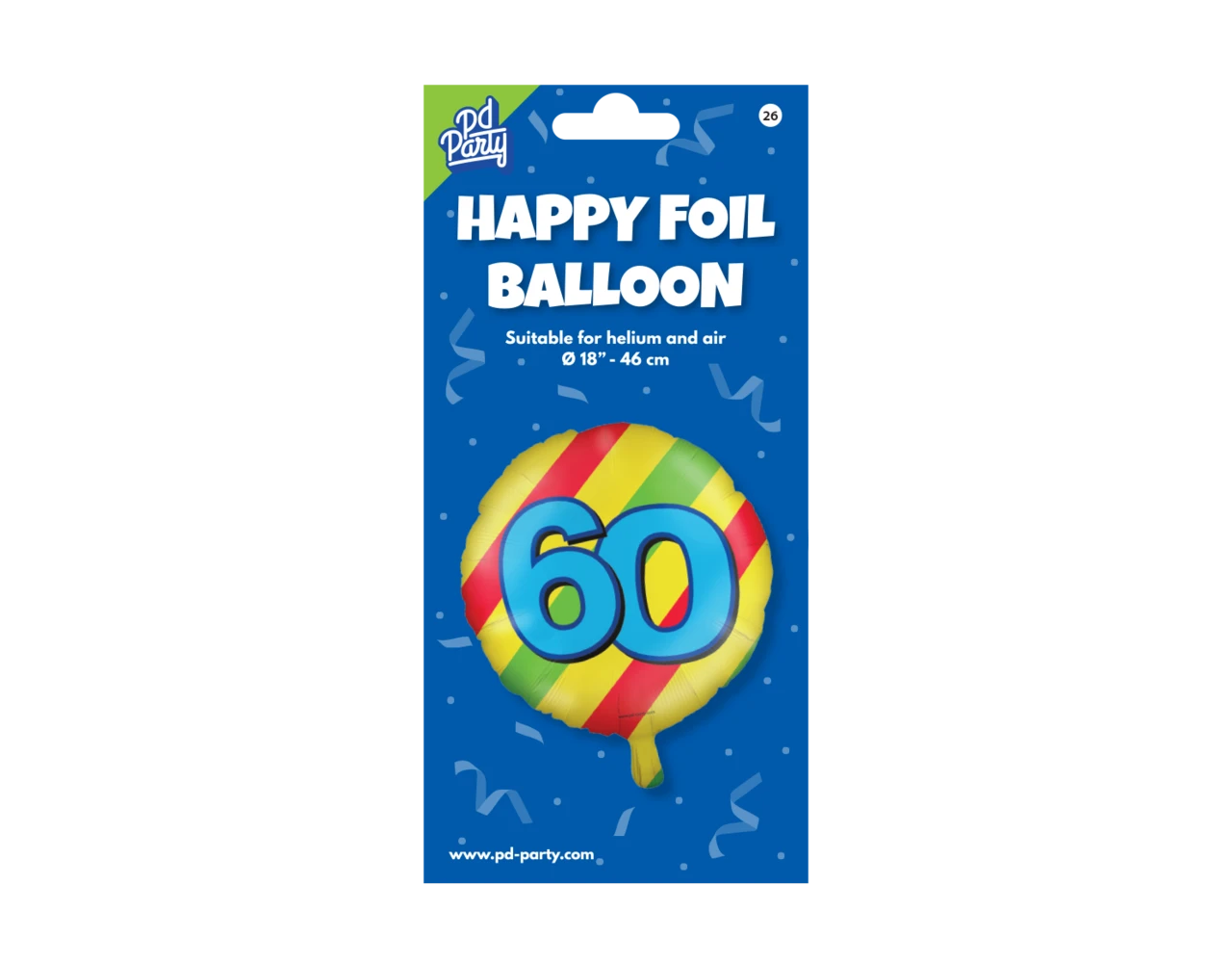 Helium Ballon 60 Jaar Gekleurd Leeg 46cm 3 Helium Ballon 60 Jaar Gekleurd Leeg 46cm - Afbeelding 3
