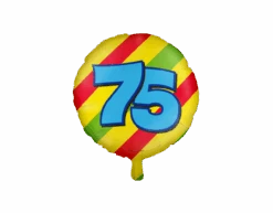 Helium Ballon 75 Jaar Gekleurd Leeg 46cm