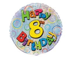 Helium Ballon 8 Jaar Glitters 45cm Leeg