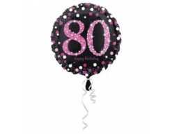 Helium Ballon 80 Jaar Roze 43cm Leeg