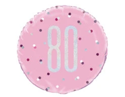 Helium Ballon 80 Jaar Roze 45cm Leeg