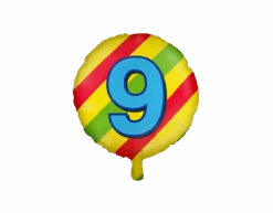 Helium Ballon 9 Jaar Gekleurd Eeg 46cm