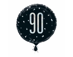 Helium Ballon 90 Jaar Zwart 45cm Leeg