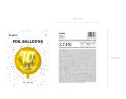 Helium Ballon 90Th Birthday Goud Leeg 45cm -Feestspullen Winkel helium ballon 90th birthday goud leeg 45cm 4