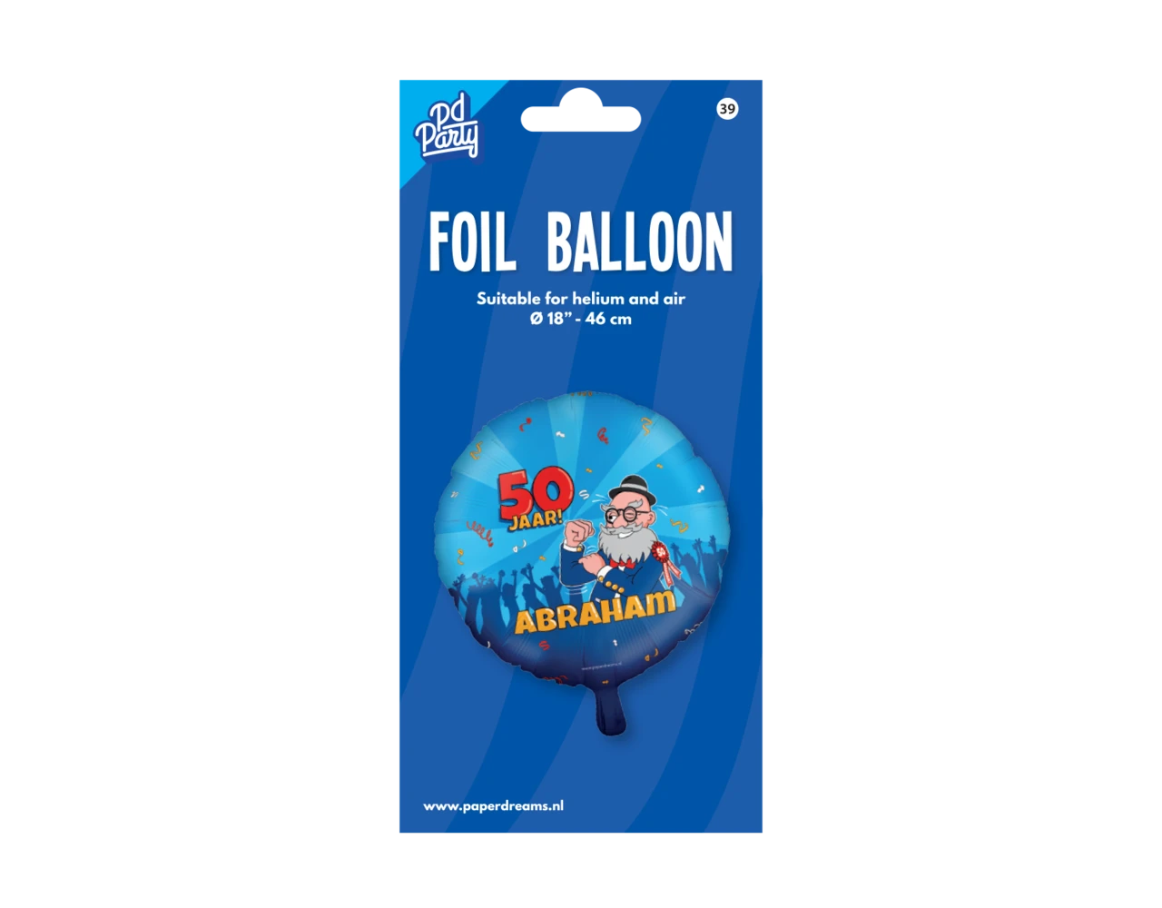 Helium Ballon Abraham Cartoon Leeg 30cm 2 Helium Ballon Abraham Cartoon Leeg 30cm - Afbeelding 2