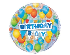Helium Ballon Birthday Boy 45cm Leeg