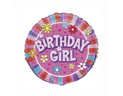 Helium Ballon Birthday Girl Bloemen 45cm Leeg