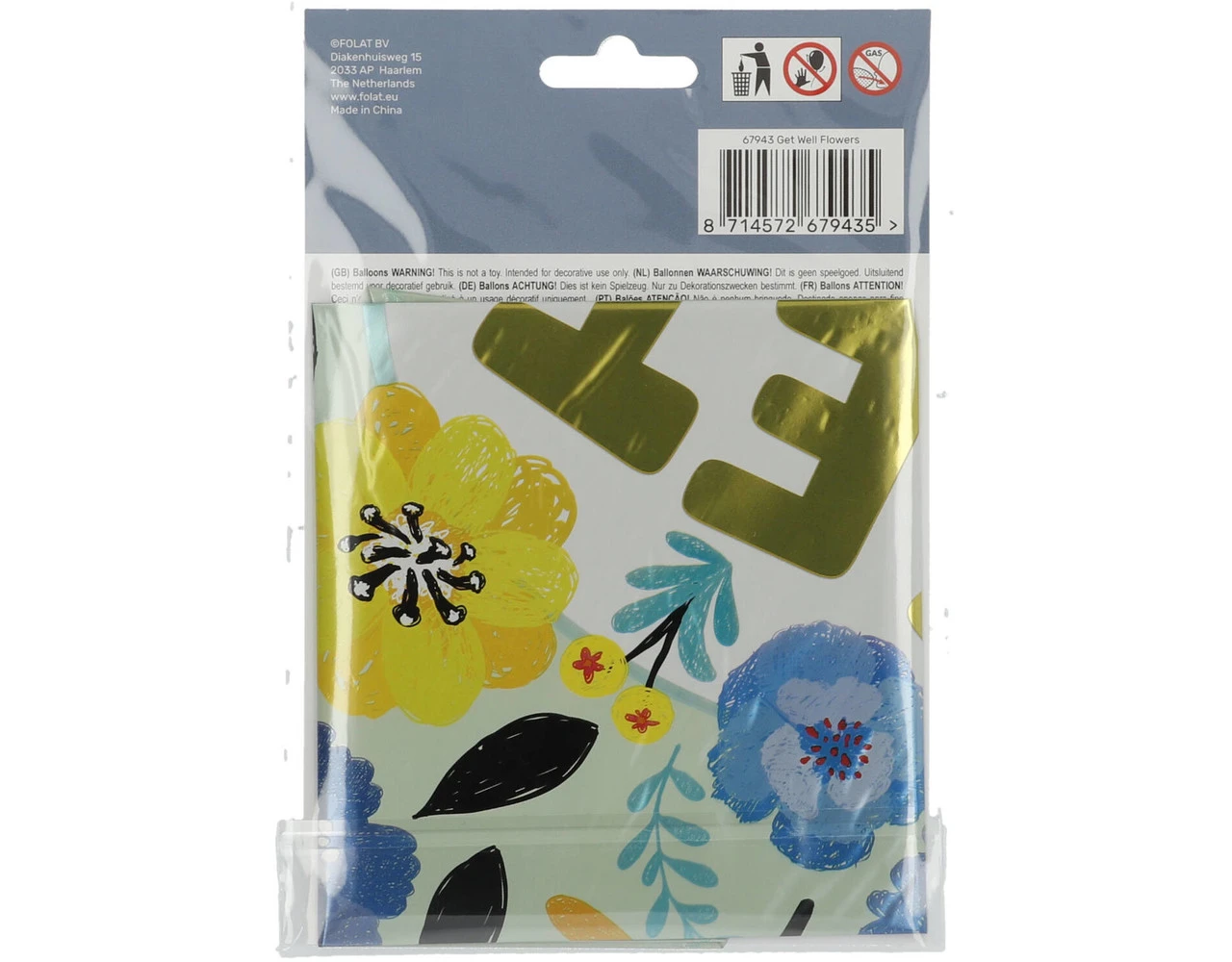 Helium Ballon Get Well Bloemen Leeg 45cm 6 Helium Ballon Get Well Bloemen Leeg 45cm - Afbeelding 6