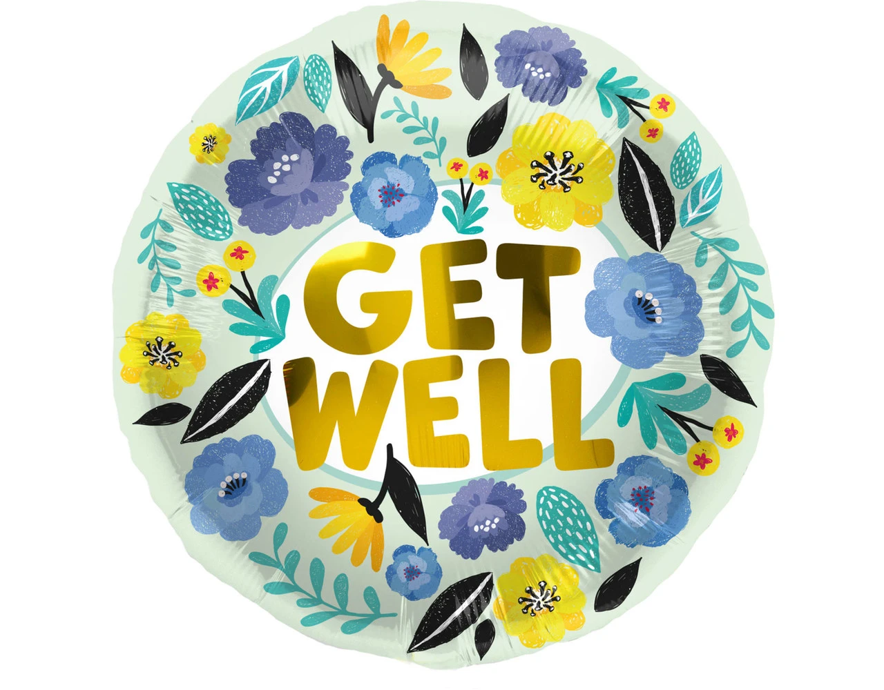 Helium Ballon Get Well Bloemen Leeg 45cm 1 Helium Ballon Get Well Bloemen Leeg 45cm