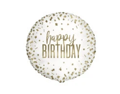 Helium Ballon Happy Birthday Goud 45cm Leeg