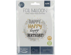 Helium Ballon Happy Birthday Gouden Stippen Leeg 45cm -Feestspullen Winkel helium ballon happy birthday gouden stippen leeg 4 2