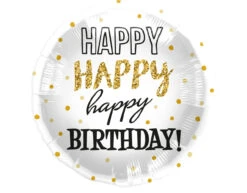 Helium Ballon Happy Birthday Gouden Stippen Leeg 45cm