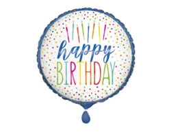 Helium Ballon Happy Birthday Kaarsjes Gekleurd 45cm Leeg