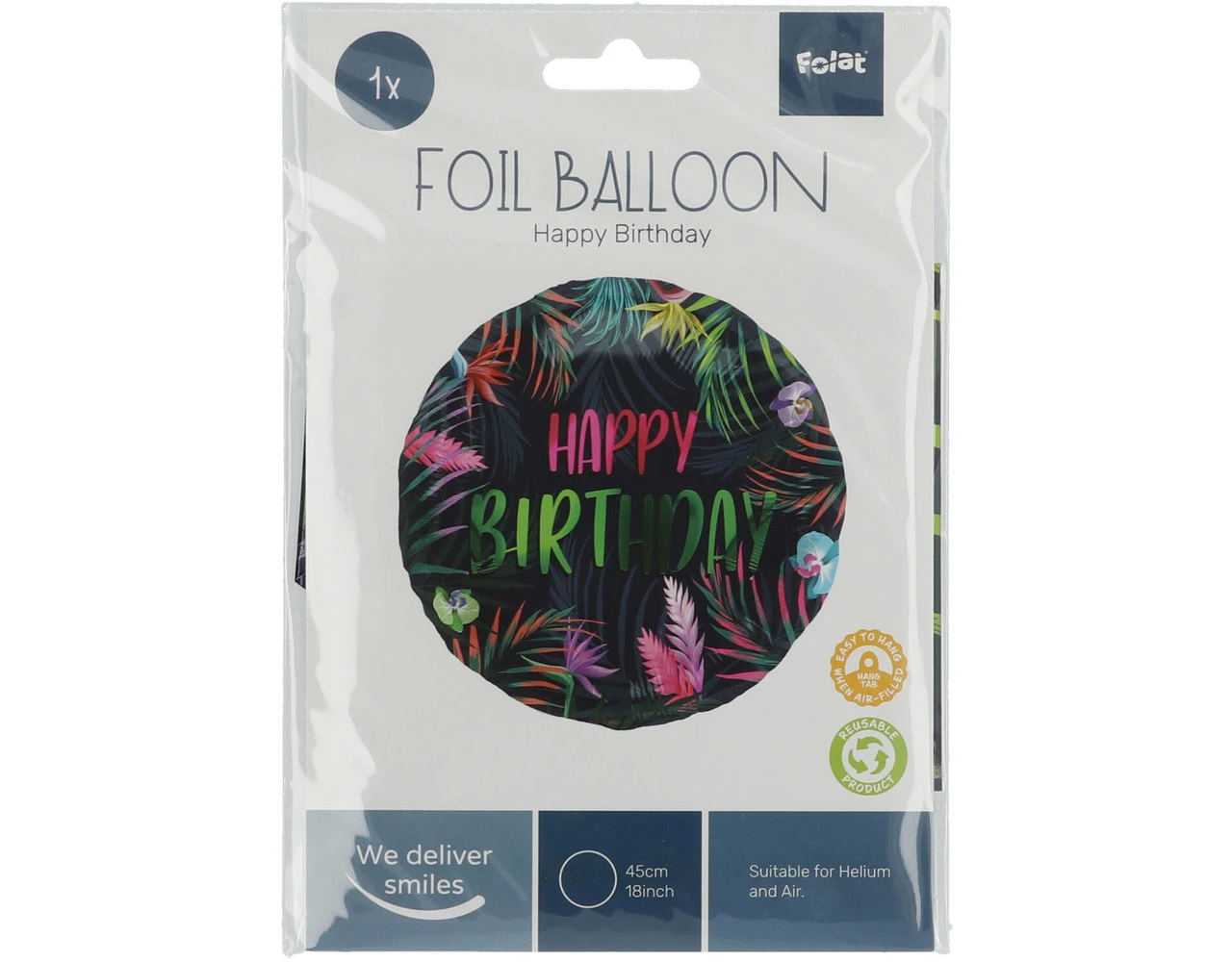 Helium Ballon Happy Birthday Neon Bladeren Leeg 45cm 3 Helium Ballon Happy Birthday Neon Bladeren Leeg 45cm - Afbeelding 3