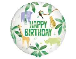 Helium Ballon Happy Birthday Safari 45cm Leeg