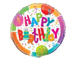 Helium Ballon Happy Birthday Taart Rond 45cm Leeg