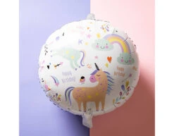 Helium Ballon Happy Birthday Unicorn Leeg 45cm -Feestspullen Winkel helium ballon happy birthday unicorn leeg 45cm 2