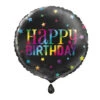 Helium Ballon Happy Birthday Zwart Regenboog 45cm Leeg