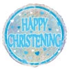 Helium Ballon Happy Christening Blauw 45cm Leeg