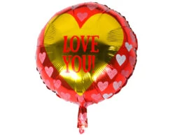 Helium Ballon Hart Love You Goud 45cm Leeg
