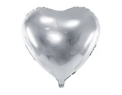 Helium Ballon Hart Zilver Leeg 61cm