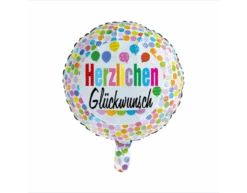 Helium Ballon Herzlichen Gl√ºckwunsch Confetti 45cm Leeg
