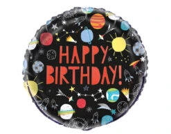 Helium Ballon Space Happy Birthday 45cm Leeg