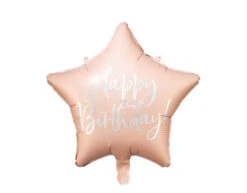 Helium Ballon Ster Happy Birthday Lichtroze Leeg 40cm
