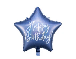Helium Ballon Ster Happy Birthday Navy Blue Leeg 40cm
