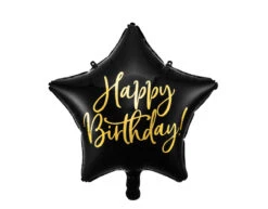 Helium Ballon Ster Happy Birthday Zwart Leeg 40cm