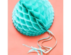 Honeycomb Bal Turquoise Franje 30cm -Feestspullen Winkel honeycomb bal turquoise franje 30cm 2