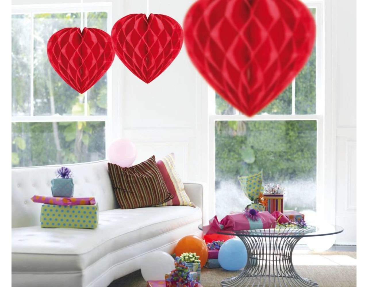 Honeycomb Rood Hart 30cm 2 Honeycomb Rood Hart 30cm - Afbeelding 2